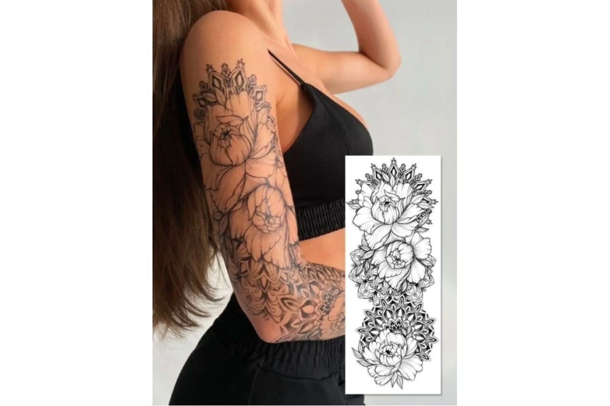 Amazon.com : Sexy Flower Temporary Tattoos For Women Body Art Painting Arm  Legs Tattoos Sticker Realistic Fake Black Rose Waterproof Tattoos (Color :  CHB400X) : Beauty & Personal Care